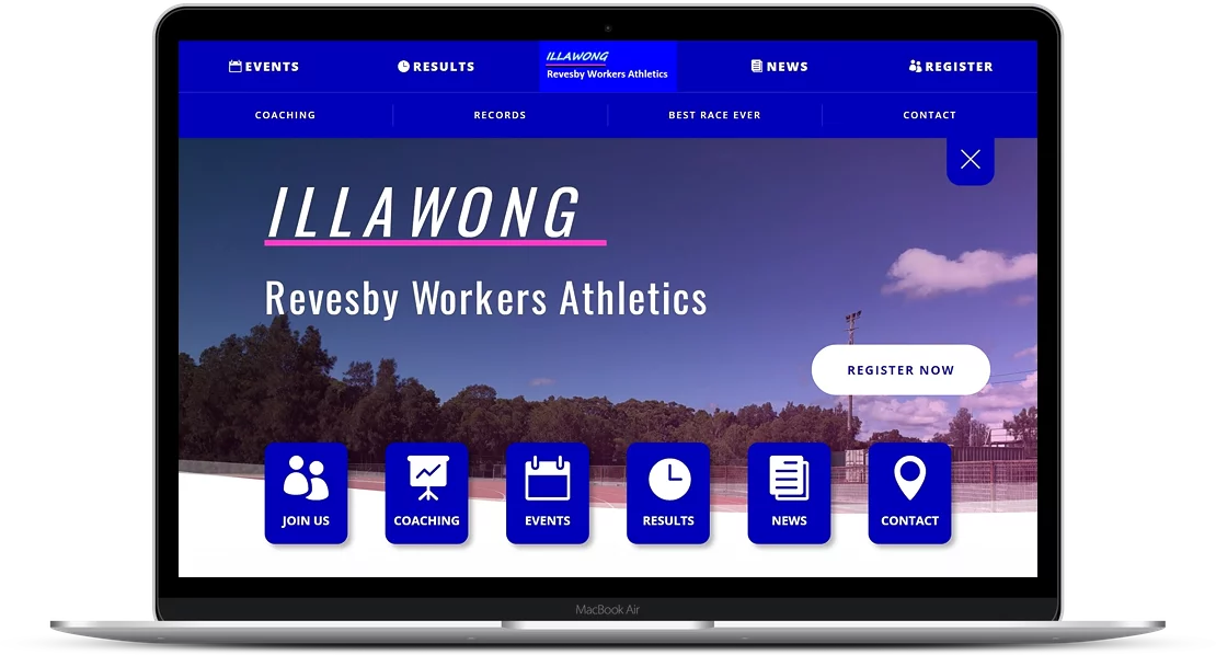 Illawong Athletics Club website mockup