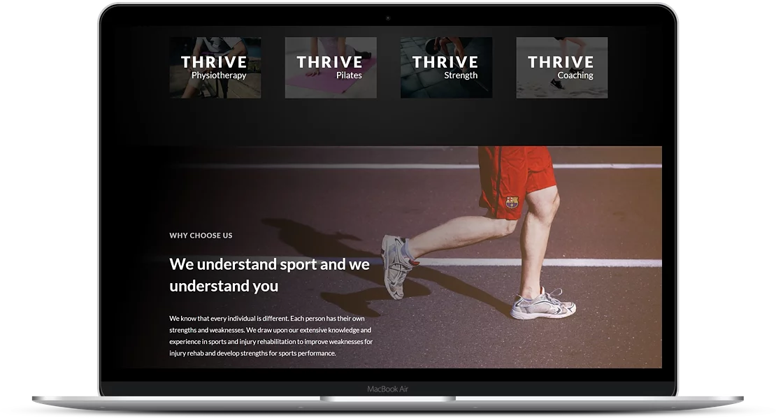 Physiotherapy Business Website Development - Thrive Physiotherapy and Performance